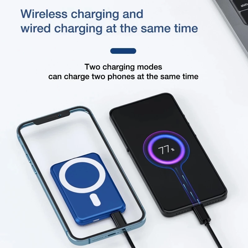 10000mah Magnetic Power Bank 22.5W PD Wireless Fast Charging Mini Powerbank LED Digital External Battery For iPhone Xiaomi