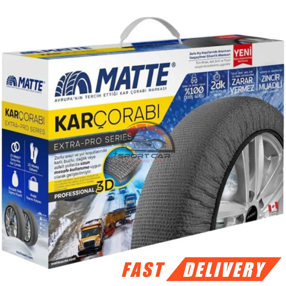 MATTE Winter Easy Grip For Car Tire Snow Stocking-ExtraPro Series (Textile Snow Chain for Safe Driving-profitable and Icy Road)