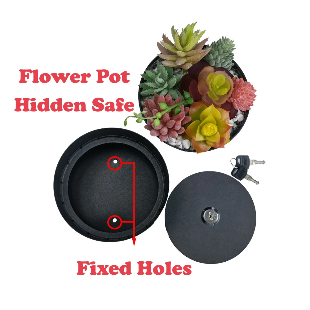 Iron Flower Pot Diversion Safe with Lock Hidden Box Secret Compartment Hideaway Plant Stash Hide Money Keys Valuables images - 6