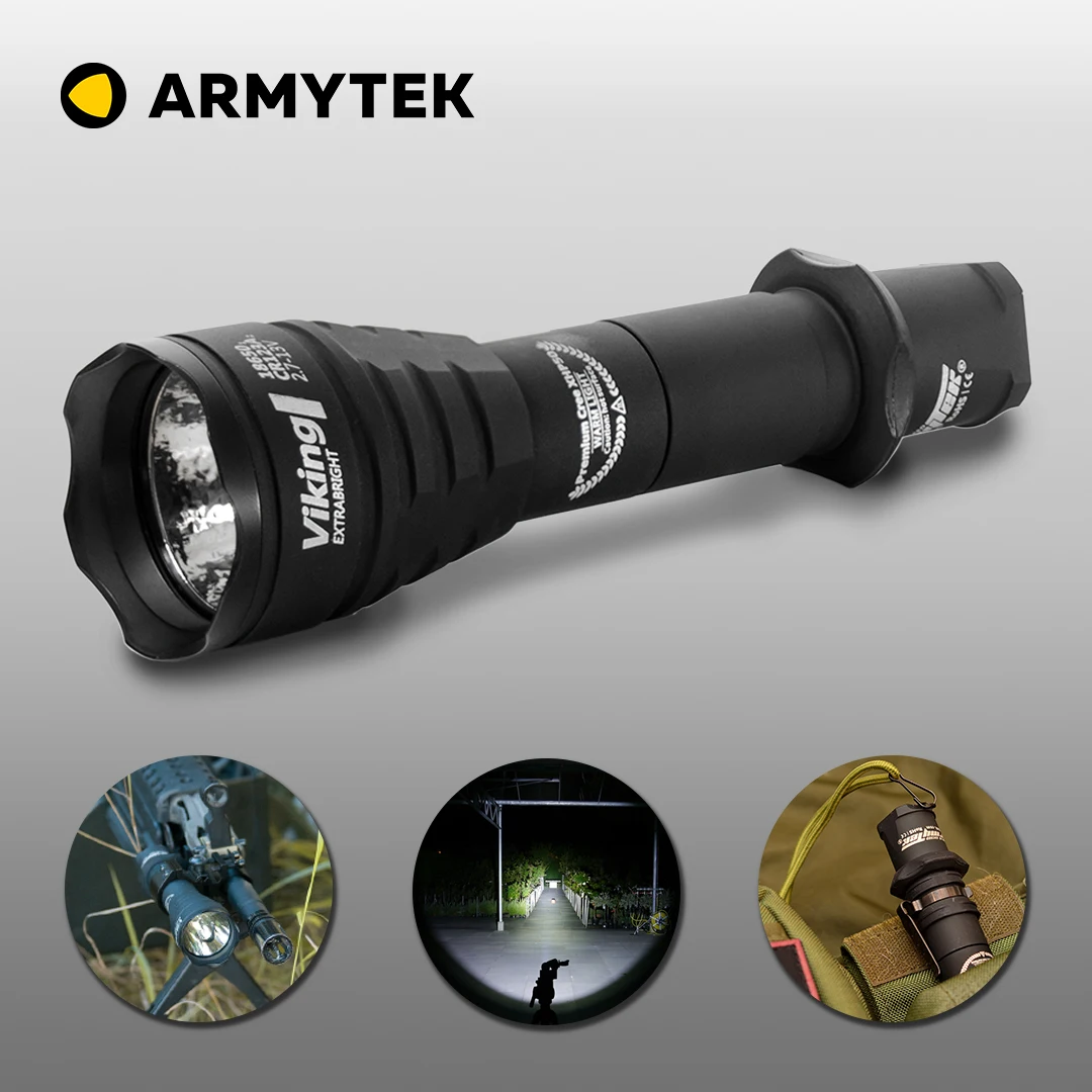 Светодиодный тактический фонарь Armytek Viking (F01801BC / F01801BW), гарантия 10 лет, дальность света до 437 м, IP68