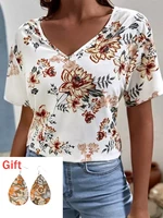 summer t shirt women lace splicing floral criss cross blouses t shirts tee sexy v neck short sleeve tops camisetas y2k clothes