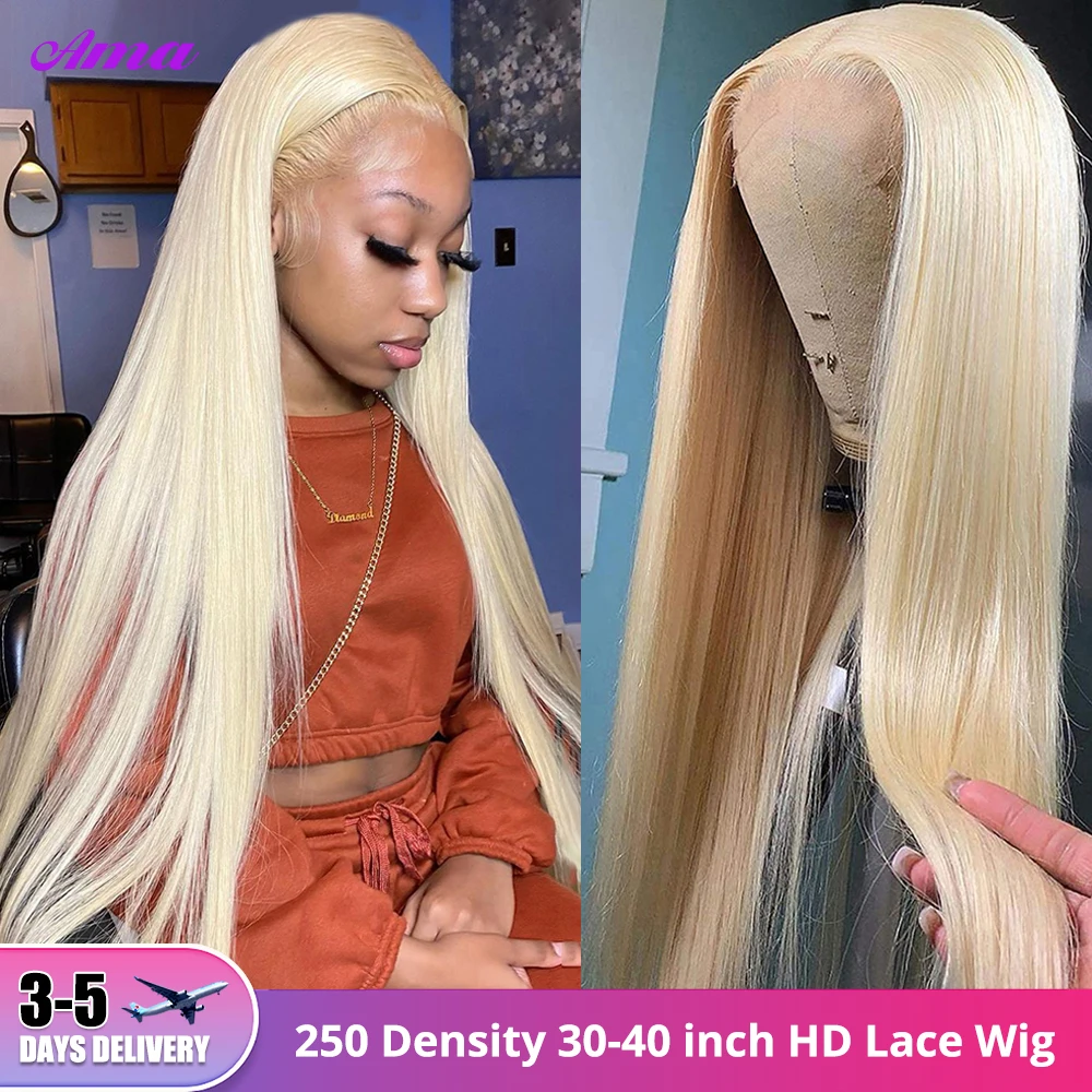 34 36 38 40 Inch Blonde Lace Front Wig 250 Denisty Human Hair Wigs 13x6 HD Lace Frontal Wig 613 Bone Straight Lace Front Wigs