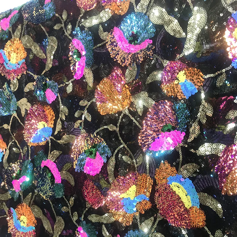Цветная вышитая Цветочная блестящая ткань свадебный Тюль кружевной материал для