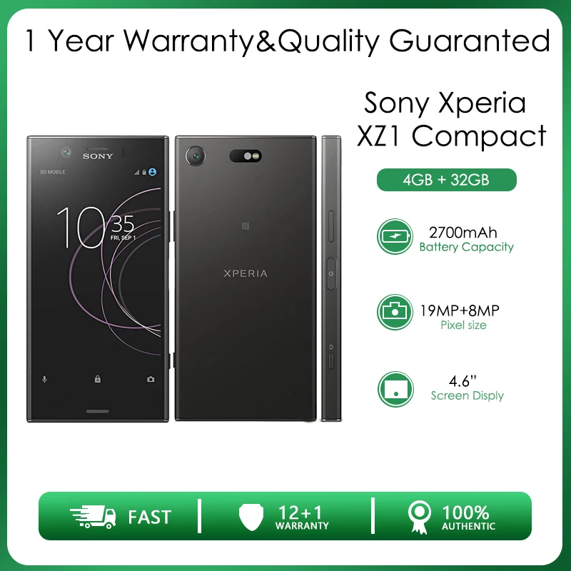 SONY Xperia XZ1 Compact G8441 Восстановленный Оригинальный разблокированный 32 ГБ 4 ОЗУ Wi-Fi