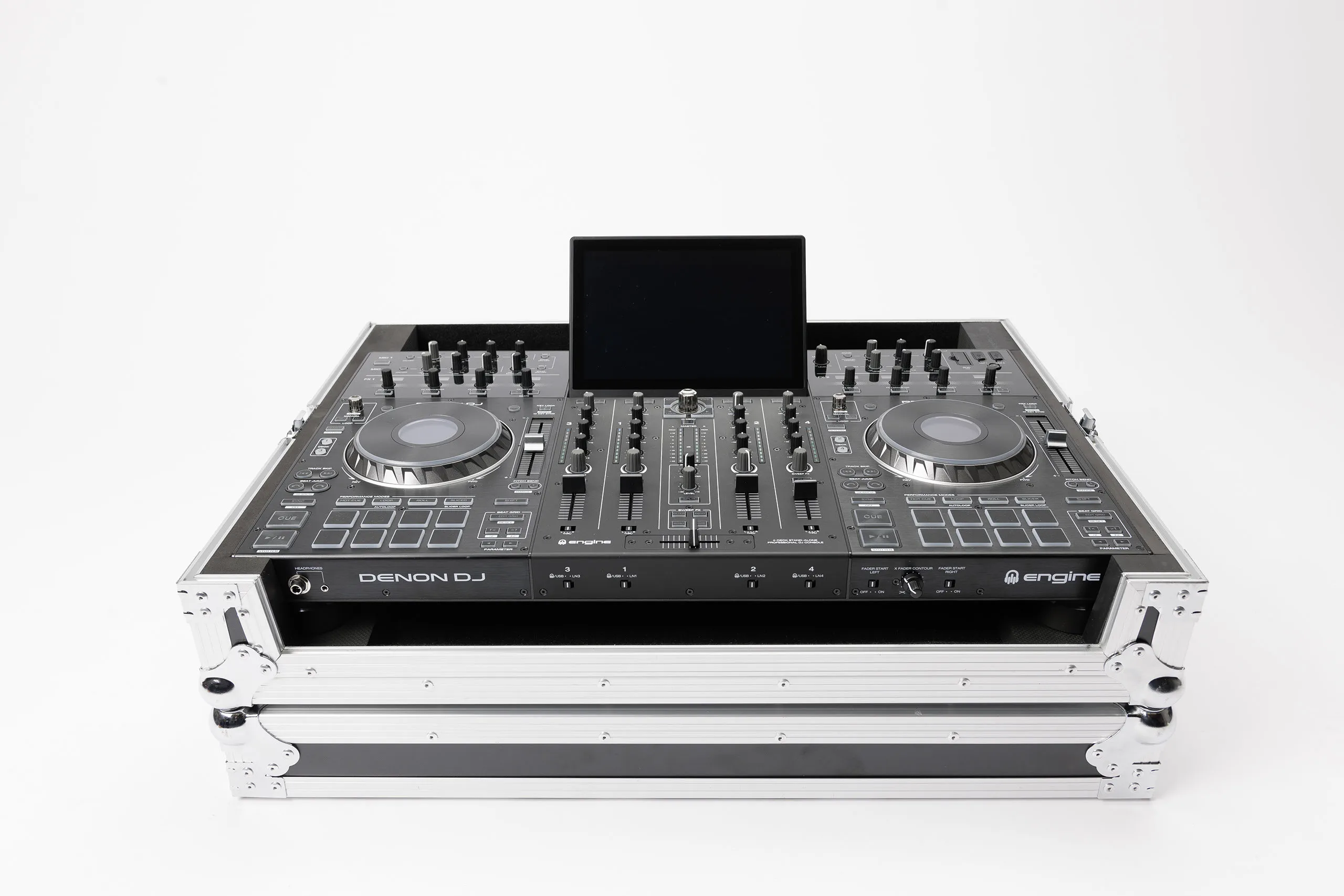

Оригинальный герметичный Denon DJ Prime-4, белый с летной фотографией