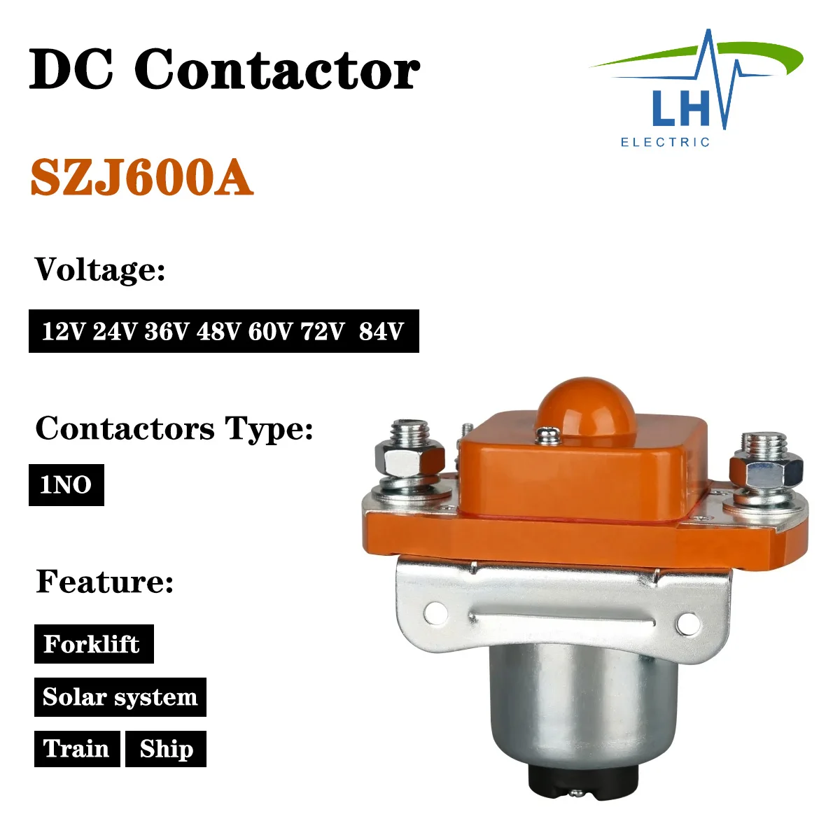 

SZJ600A MZJ-600A DC Contactor Power Relay 12V 24V 36V 48V 60V 72V 120V for Car Batteries Electric Forklift Trucks