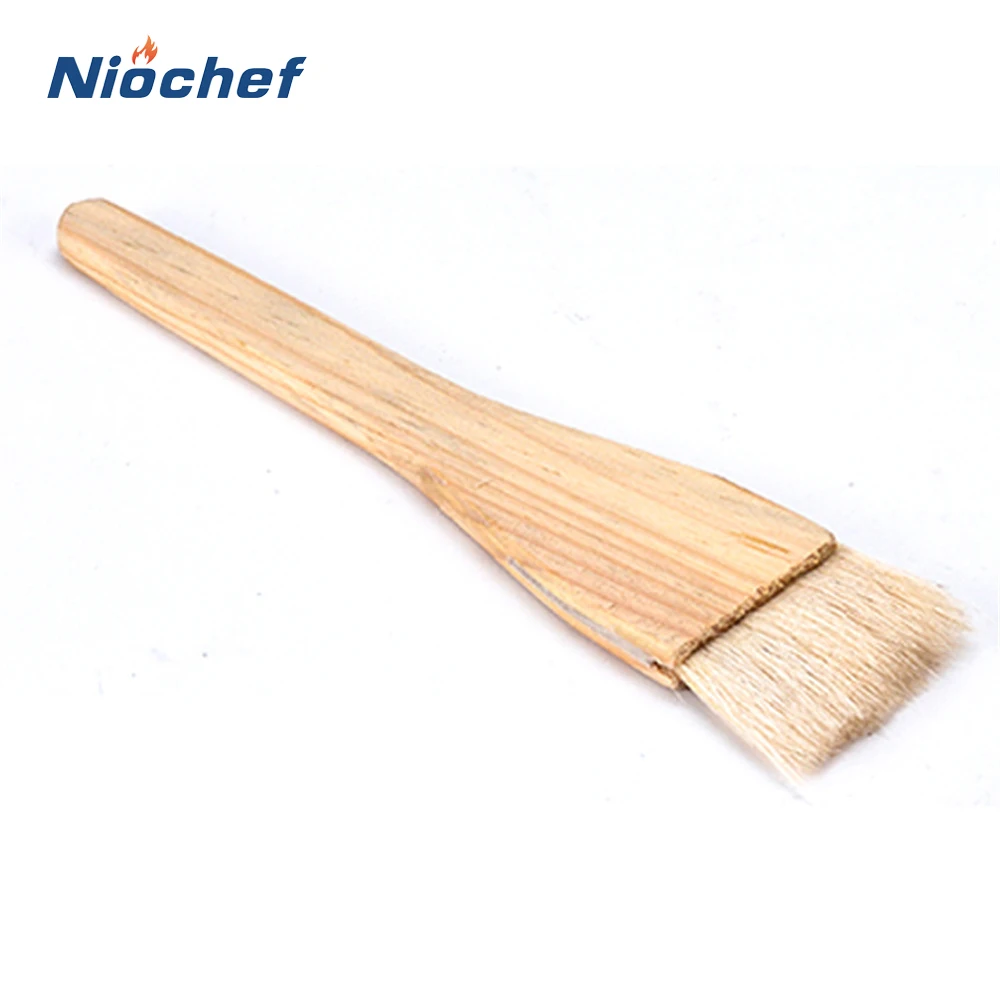 

Food Grade Heat Resistant Wool BBQ Oil Brush Barbecue Basting Brushes Kitchen Cleaning Brush Outdoor Cooking Tools Wooden Handle