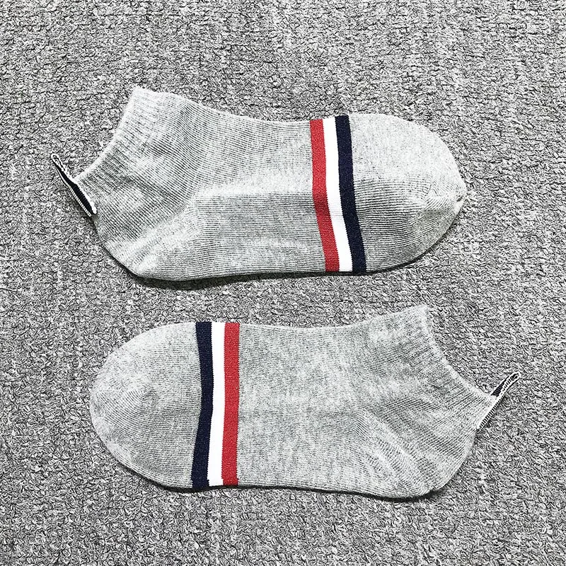 

Мужские носки TB THOM, роскошные брендовые полосатые носки до щиколотки, женские хлопковые уличные модные спортивные носки оптом TB, Ins 1 пара