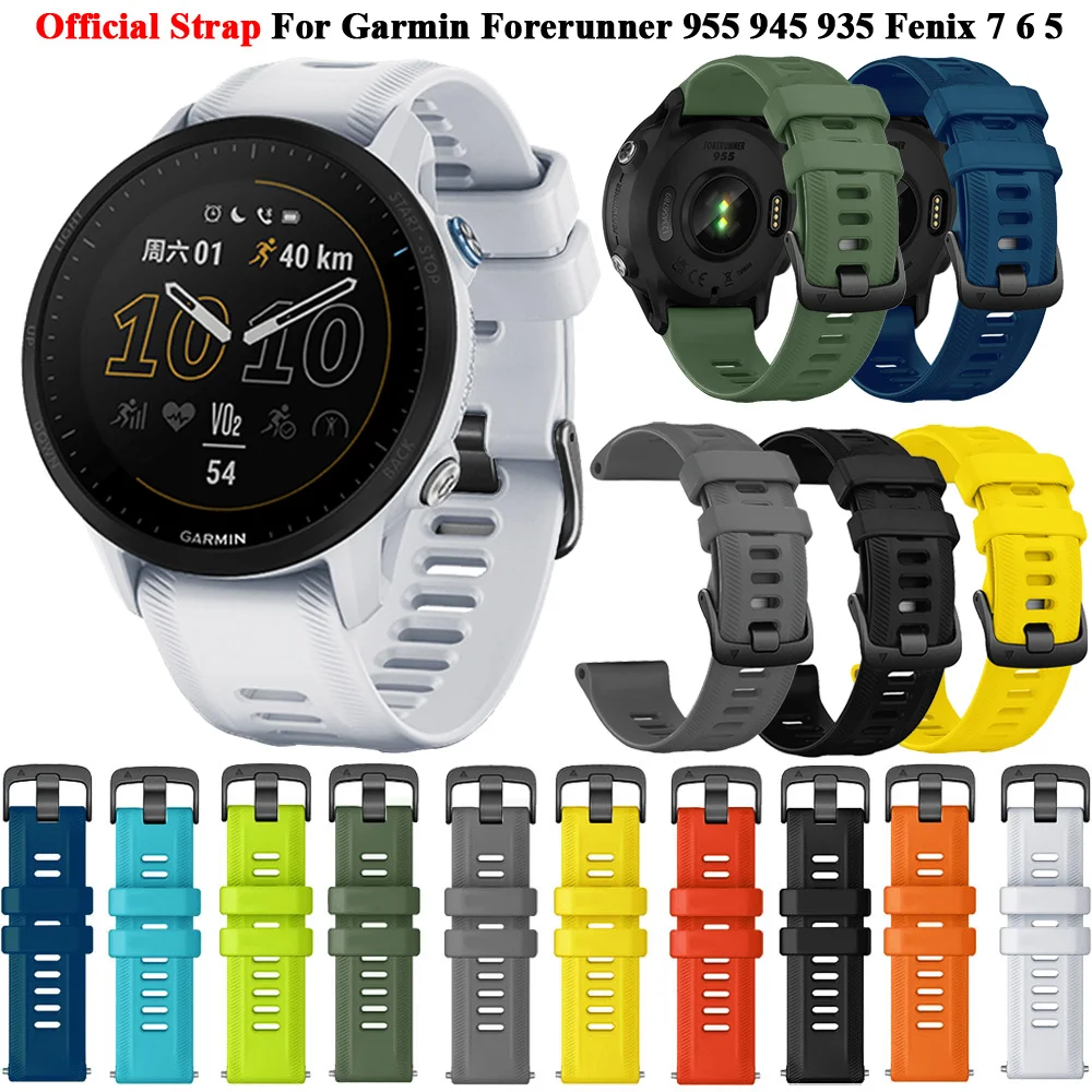 

22mm Official Smart Watchbands For Garmin Forerunner 955 Watch Silicone Bracelet Wristbands For Forerunner 955 945 935 Watchband
