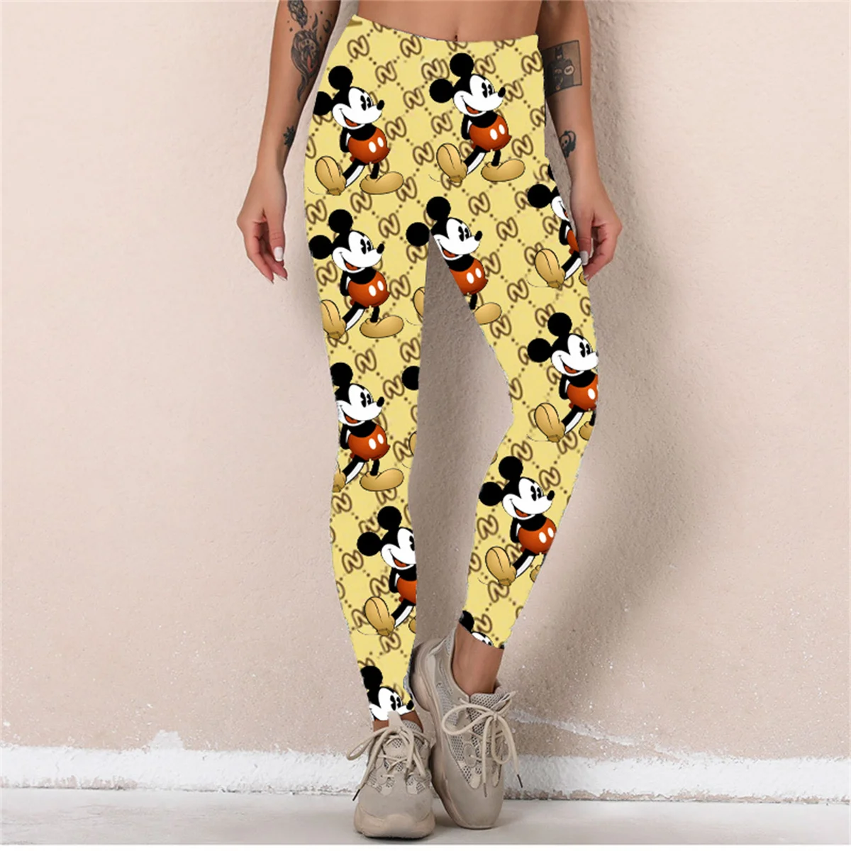 

Ladies Yoga Pants Sexy Fitness 12% Spandex Fashion Cartoon Disney Brand High Quality Digital Printing Women's Leggings Star Stre