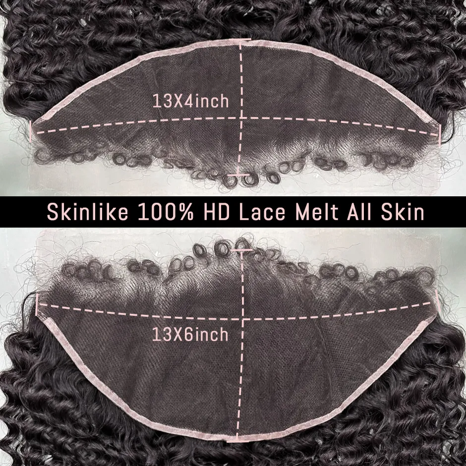 Curly Baby Hair 13x6 HD Lace Frontal Only Pre plucked Curly Edge Hairline HD Transparent Lace Brazilian Human Hair Water Wave