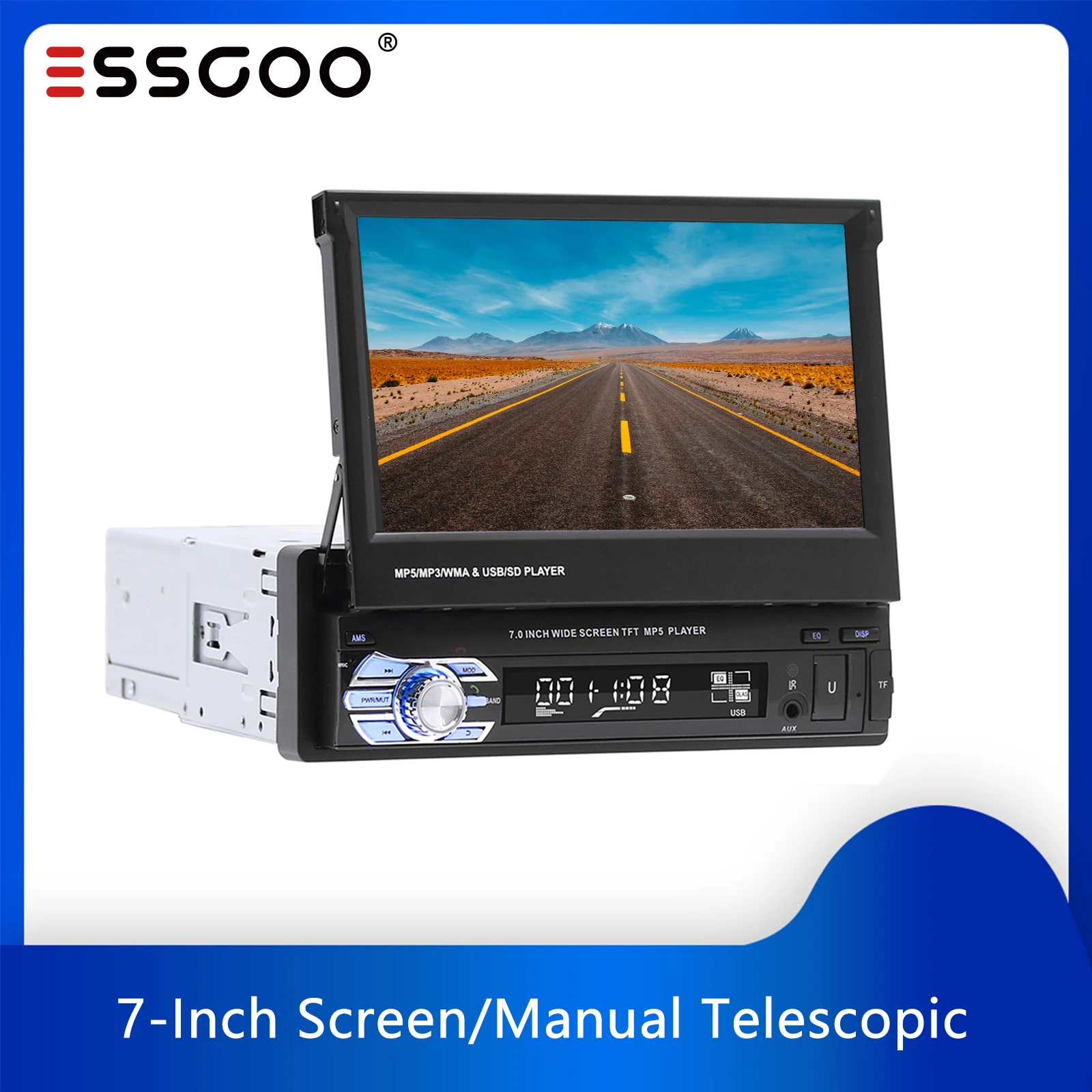 

Автомагнитола ESSGOO 1 Din, стерео, GPS-навигация, 7-дюймовый HD выдвижной экран, мультимедийный видеоплеер, универсальный для Nissan, Toyota, Lada
