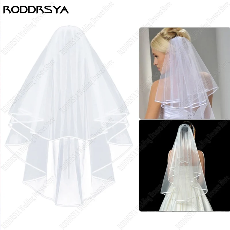 

RODDRSYA Simple Short Tulle Wedding Veils Two Layer With Comb Bridal Veil Wedding Accessories White Ivory In Stock Hot Selling