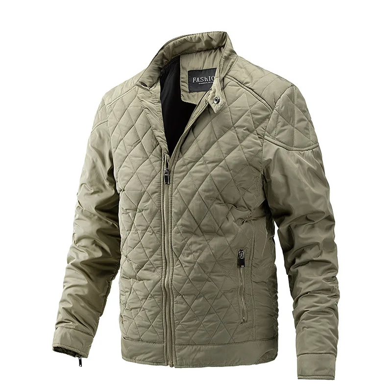 Мужская тонкая куртка, однотонная теплая куртка из хлопка с воротником-стойкой, Осень-зима 2022