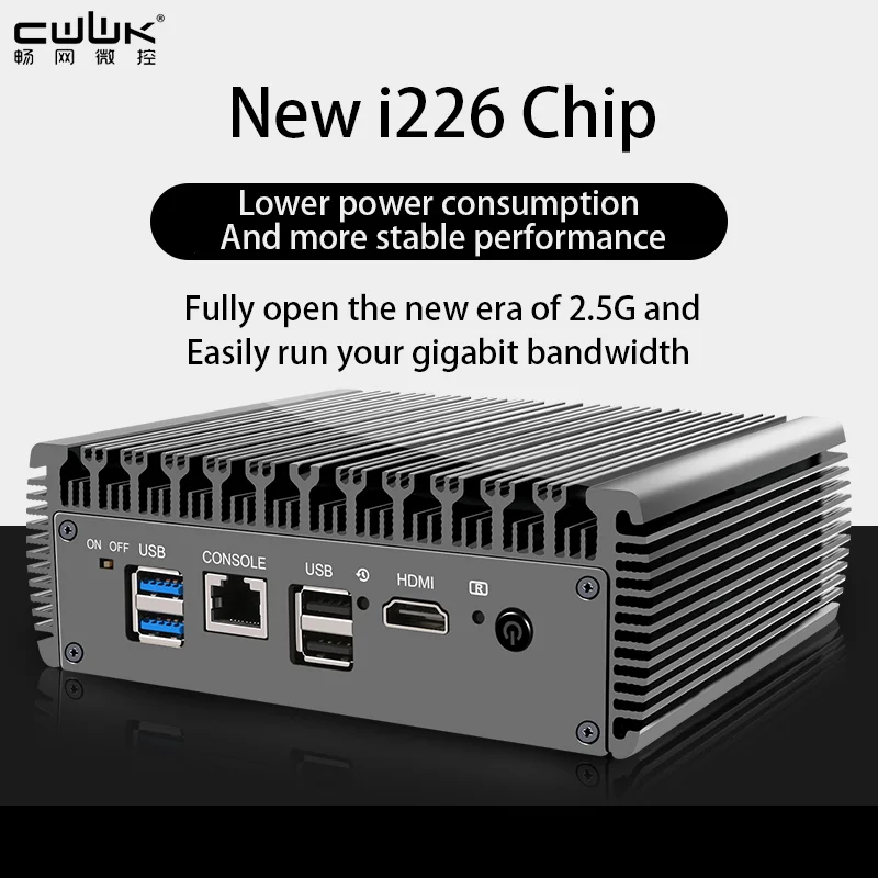 CWWK J6412/J6413 six network ports i226 2.5G soft routing mini host 12th generation low-power fanless industrial computer.