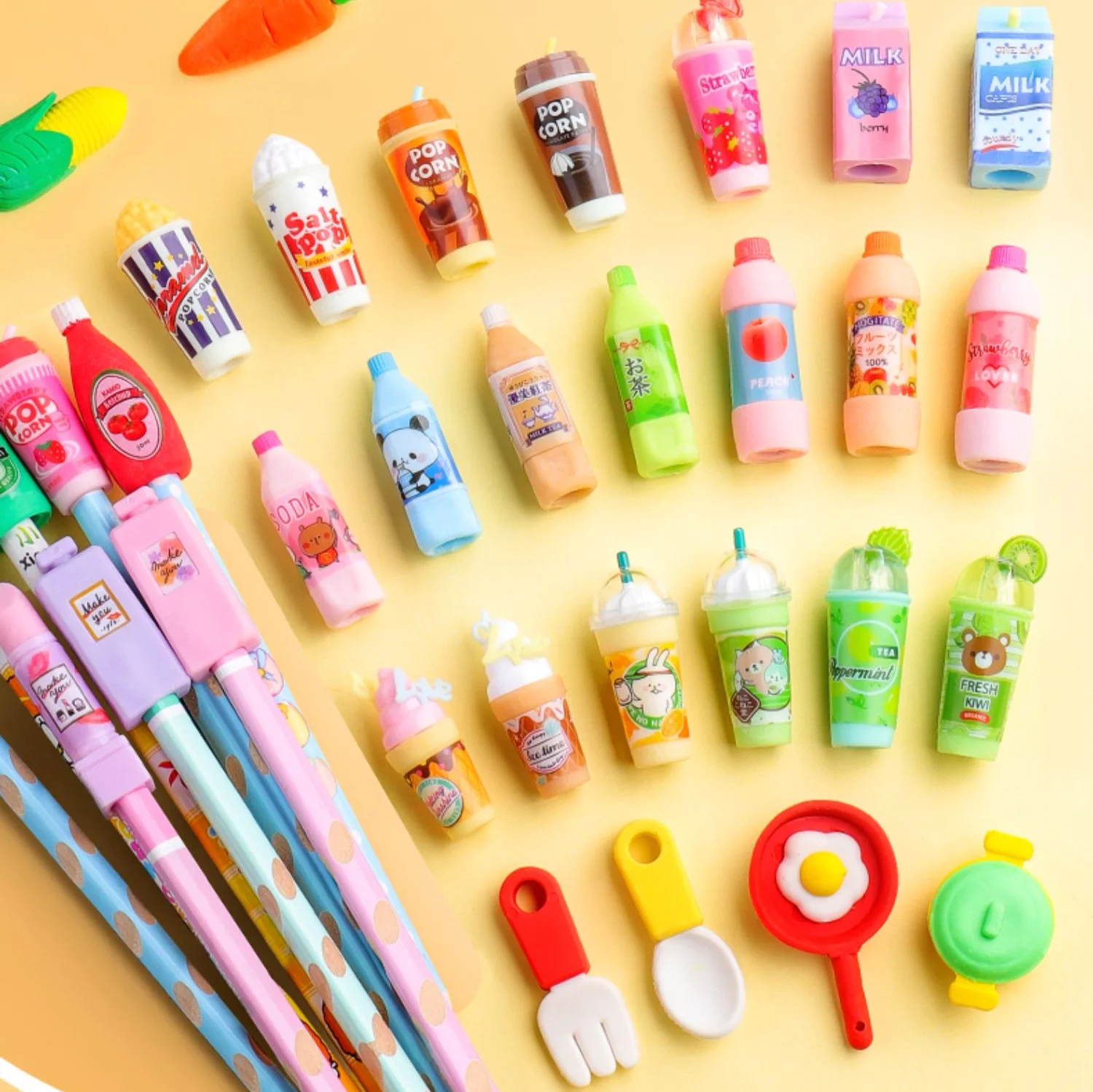 Cap Erasers Cute Animal Erasers Food Erasers Mini Set Gifs F