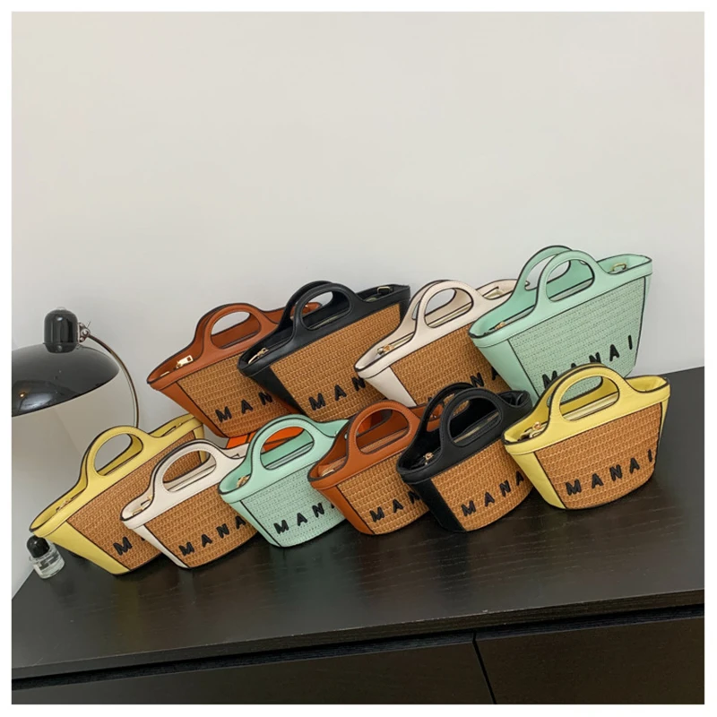 Лидер продаж 2022 модная соломенная сумка-мешок большая сумка на плечо из ротанга