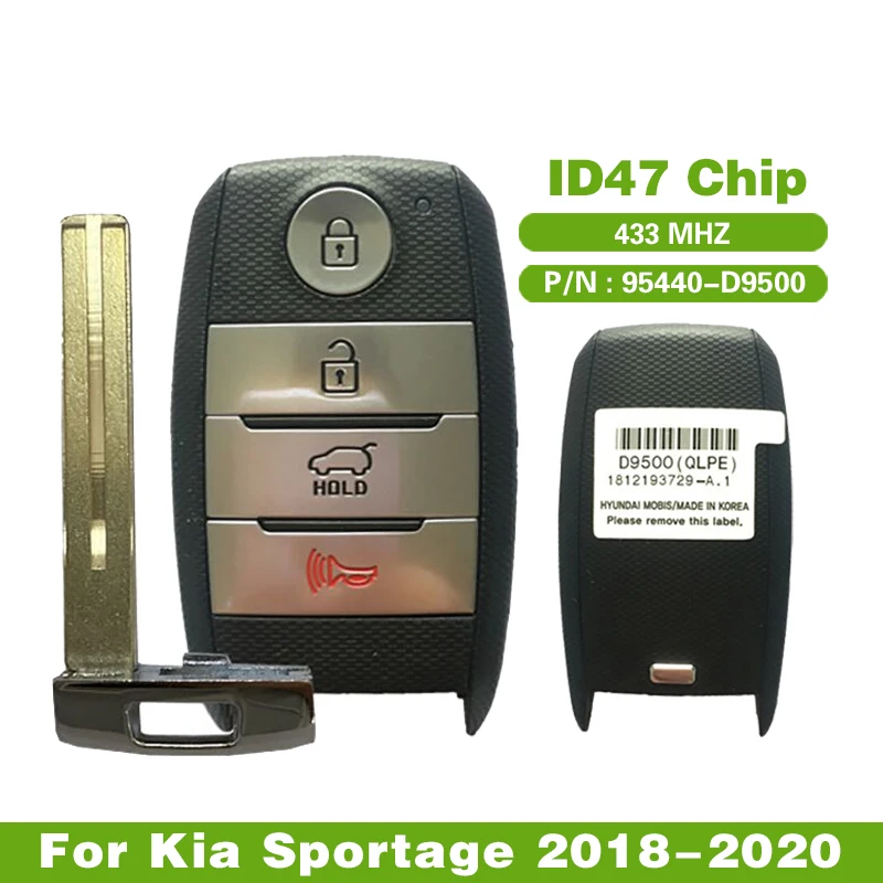 CN051087 Aftermarket 4 Button Smart Key для Kia Sportage 2018-2020 Remote код детали 95440-D9500 TQ8-FOB-4F08 ID47 чип - купить