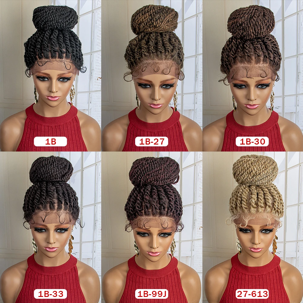 New Arrival Synthetic Lace Front Braided Wigs Bun Braided Wigs For Black Women Braid  With Baby Hair Lace Front Bun Wigs Braids images - 6