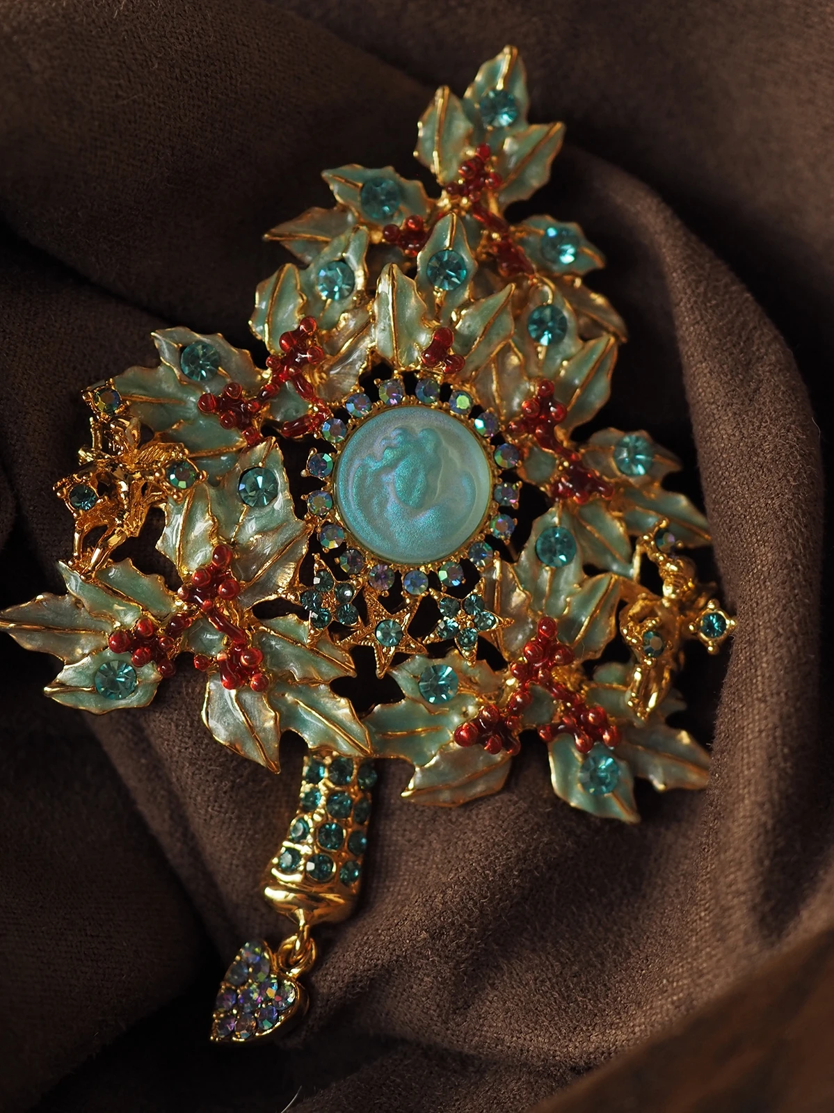 

Vintage Dream Angel enamel Christmas tree pendant brooch Vintage Sleep fairy Jewelry