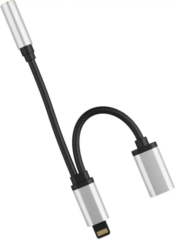 Адаптер адаптер гарнитуры и зарядки для iPhone GSmin AL5 Apple Lightning (M) - (f) + разъем 3,5 мм джек (10 шт. в комплекте)