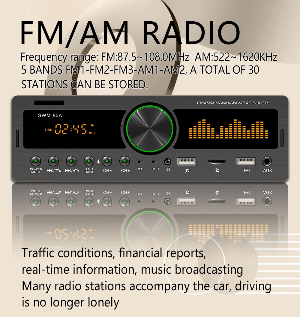Автомагнитола TTFTFP с Bluetooth mp3-плеером FM-трансмиттером громкой связью двумя