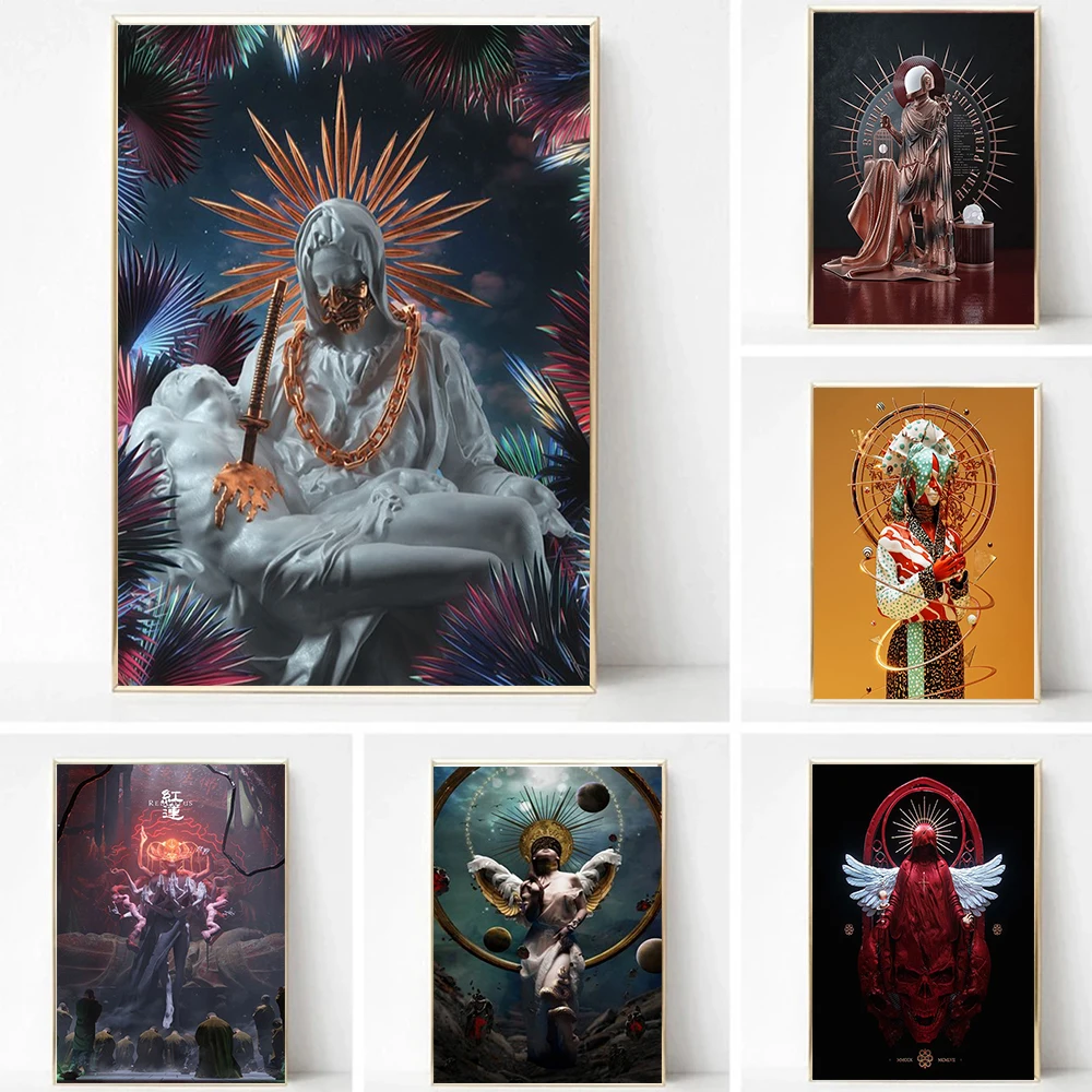 

Abstract Angel Wings Colorful Canvas Painting Wall Art Poster Christianity God Print Picture Living Room Decor No Frame