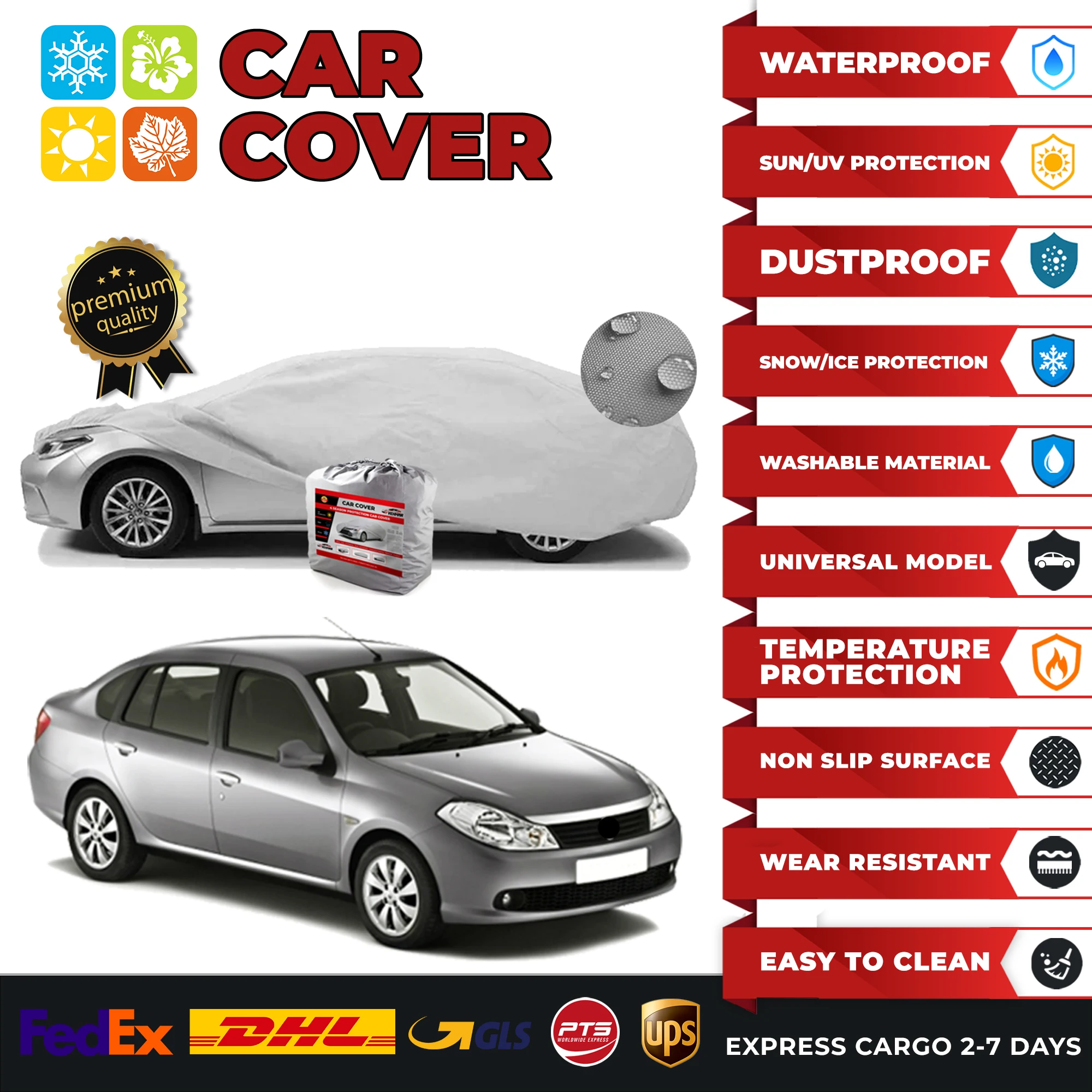 

Автомобильный чехол для Renault Symbol 2 Sedan 11, универсальный автомобильный чехол для дома и улицы, полное покрытие для авто, защита от солнца, УФ, сн...