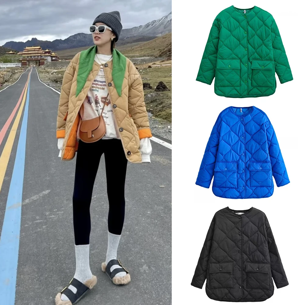 

BM&MD&ZA 2022 Autumn and Winter New Casual All-match Multicolor Cotton Padded Women's Quilted Loose Jacket Coat 0518248