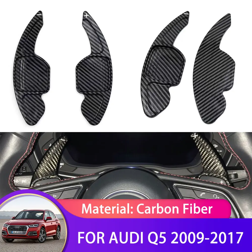

2x Carbon Fiber Steering Wheel Paddle Shifter Extension Accessories For Audi Q5 8R 2009 2010 2011 2012 2013 2014 2015 216 2017