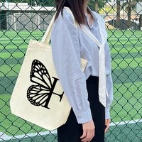 2022 new customize butterfly monogram casual shopping bag shoulder canvas bags with zipper large capacity wild messenger summer