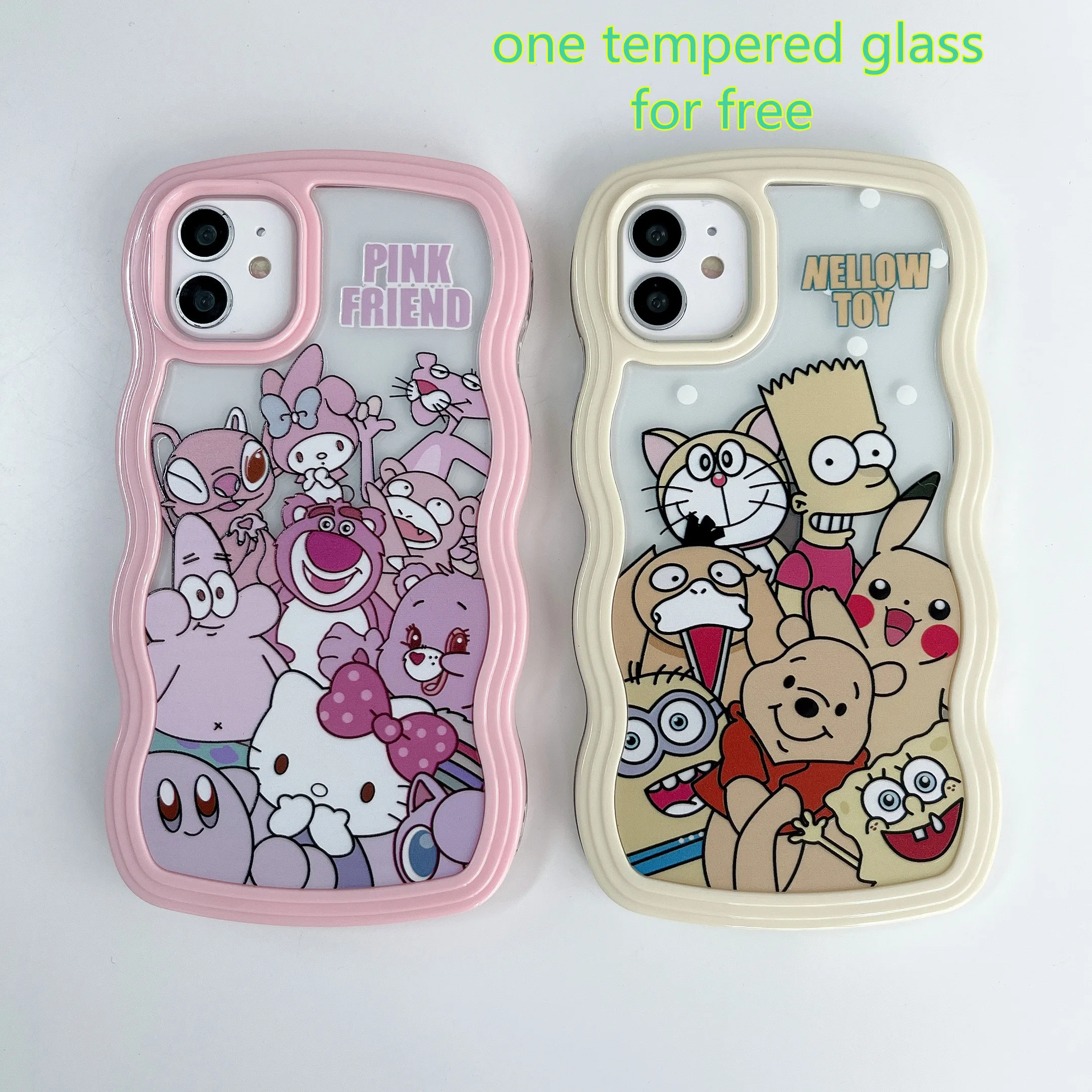 

Fashion Cute Transparent Curly Wave Case for iPhone 13 Pro Max Shockproof Bumper Cover Capa Aesthetic iPhone 11 Cartoon Case