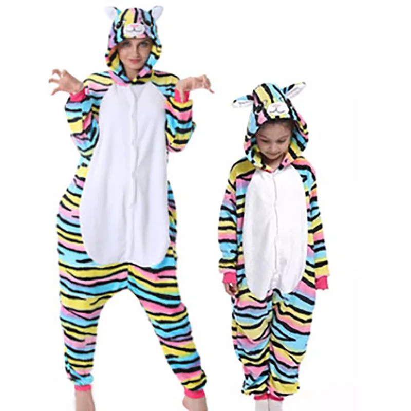 Family Kigurumi Pajamas 3 Colors Cat Animal Onesie Cosplay Costume Pajamas For Kids and Adults