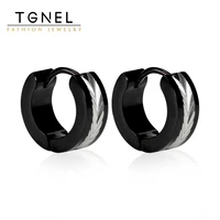 classic stainless steel hoop earrings black pattern outer diameter 12mm inner diameter charm mens womens unisex ear buckles