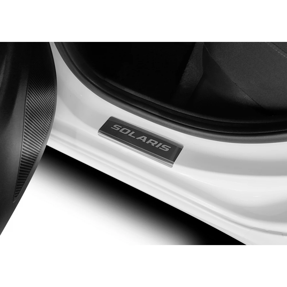 Накладки порогов (4 шт.) Нержавеющая сталь AUTOMAX для Hyundai Solaris 2017-2020; 2020-. Пороги (накладки) на Hyundai Solaris 2017. Solaris накладки на пороги drive2. Солярис накладка на номера. Купить накладку на солярис