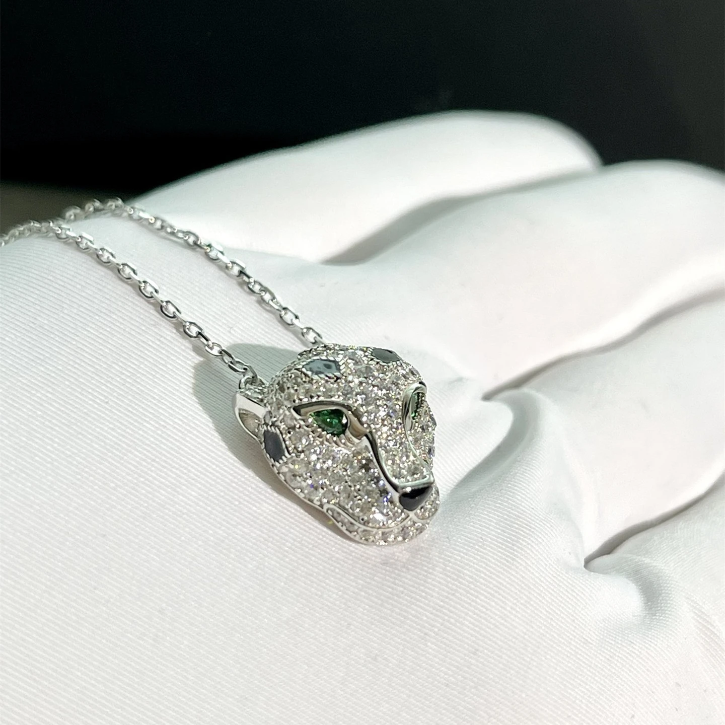 S925 Sterling Silver Panther Head Necklace Luxury Jewelry 18k Gold Plated French Fashion Unique Holiday Gift
