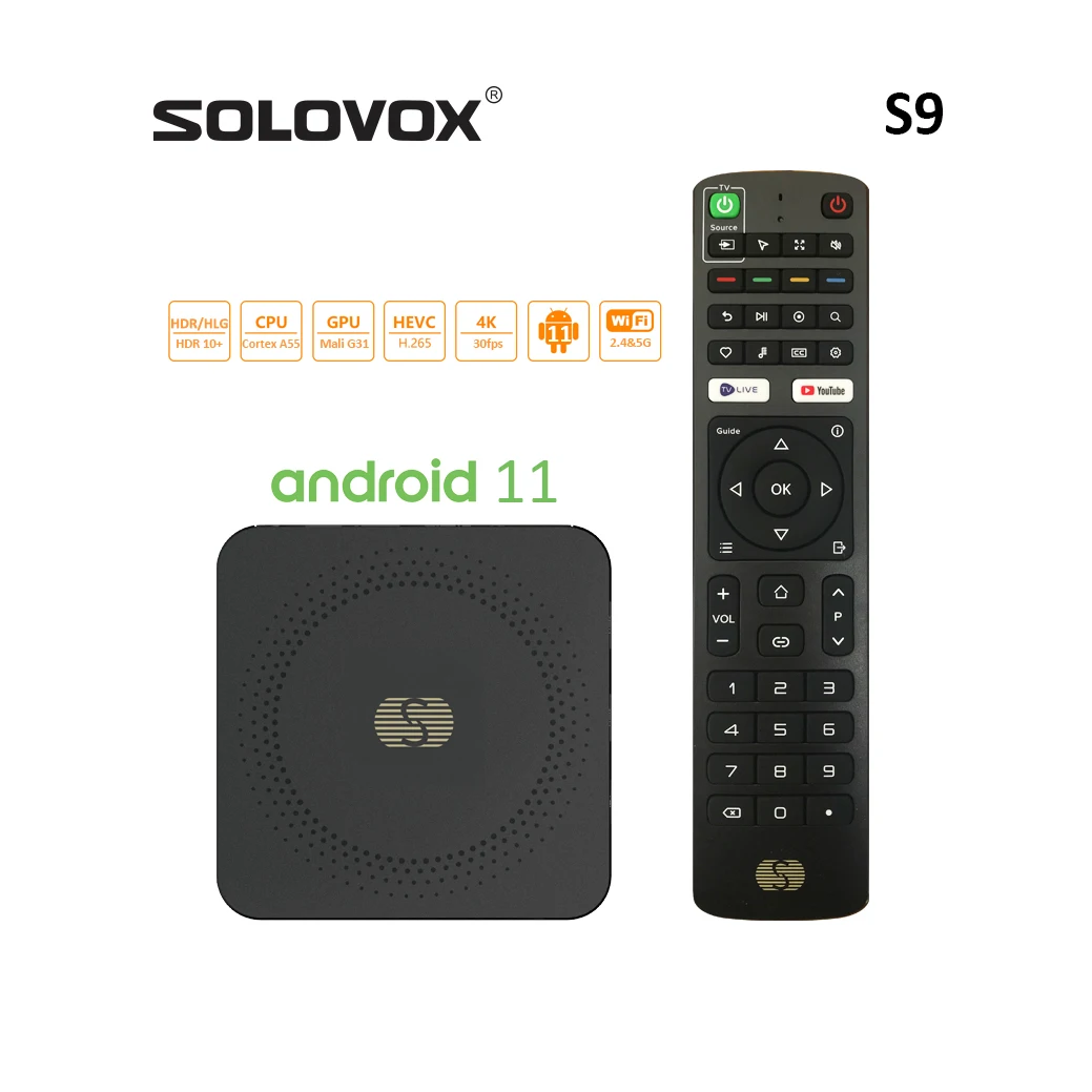 

Смарт ТВ-приставка SOLOVOX S9, 2022 дюйма, Android 11, S905W2, четырёхъядерный, стандартный Wi-Fi, 4K, MARS X, BT5, Stalkermac, Великобритания, эмулятор Франции, Германии, ...