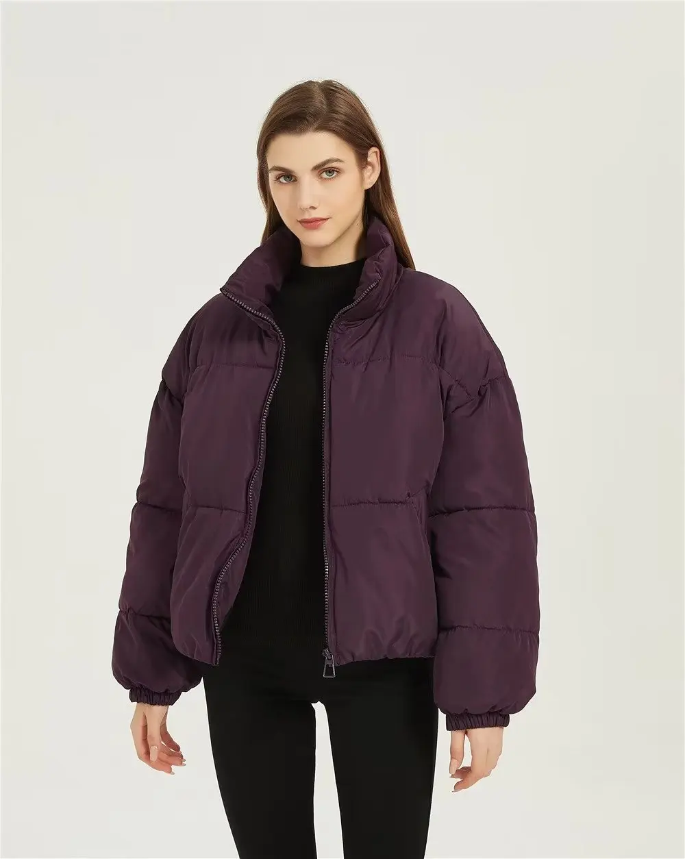 MOLAN Fashion Woman Padded Jacket Purple Warm Loose Long Hooded Belt New Warm Long Overcoat Female Vintage Chic Outwear Top