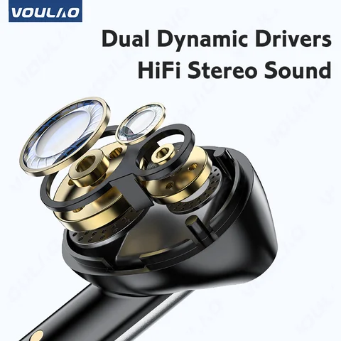 Беспроводные наушники с микрофоном, Bluetooth 5,1, шумоподавление, длительный режим ожидания