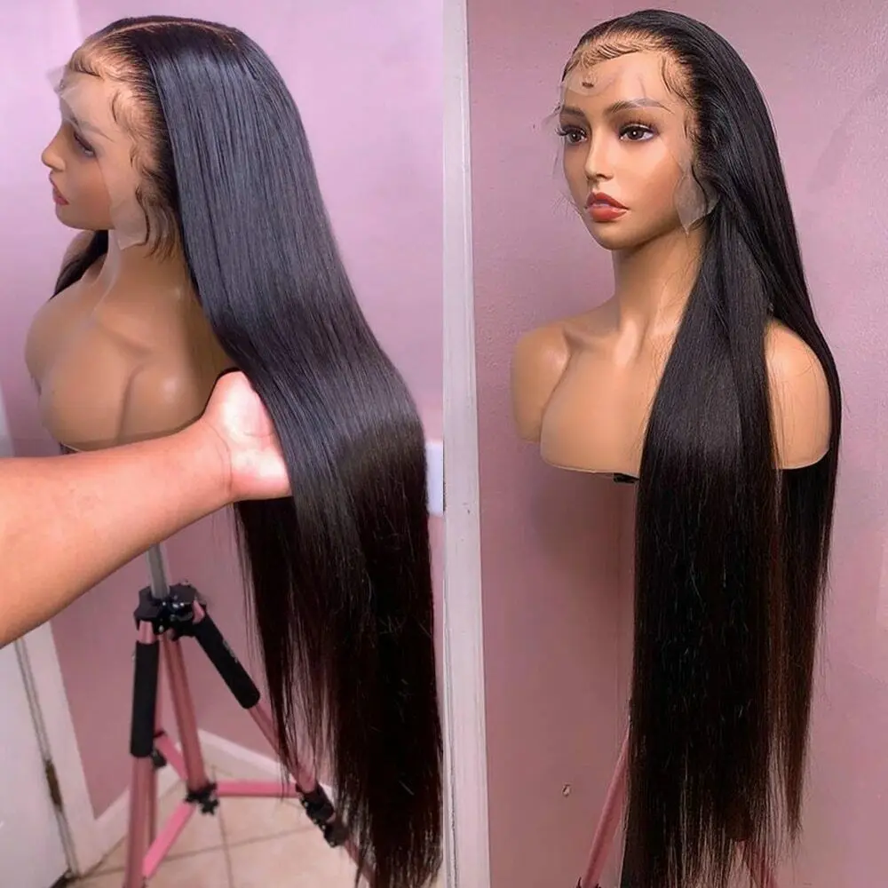 Bone Straight Lace Front Human Hair Wigs For Women Glueless 13x6 Transparent Frontal Wig Brazilian 5x5 Closure Wig 30 40 Inch