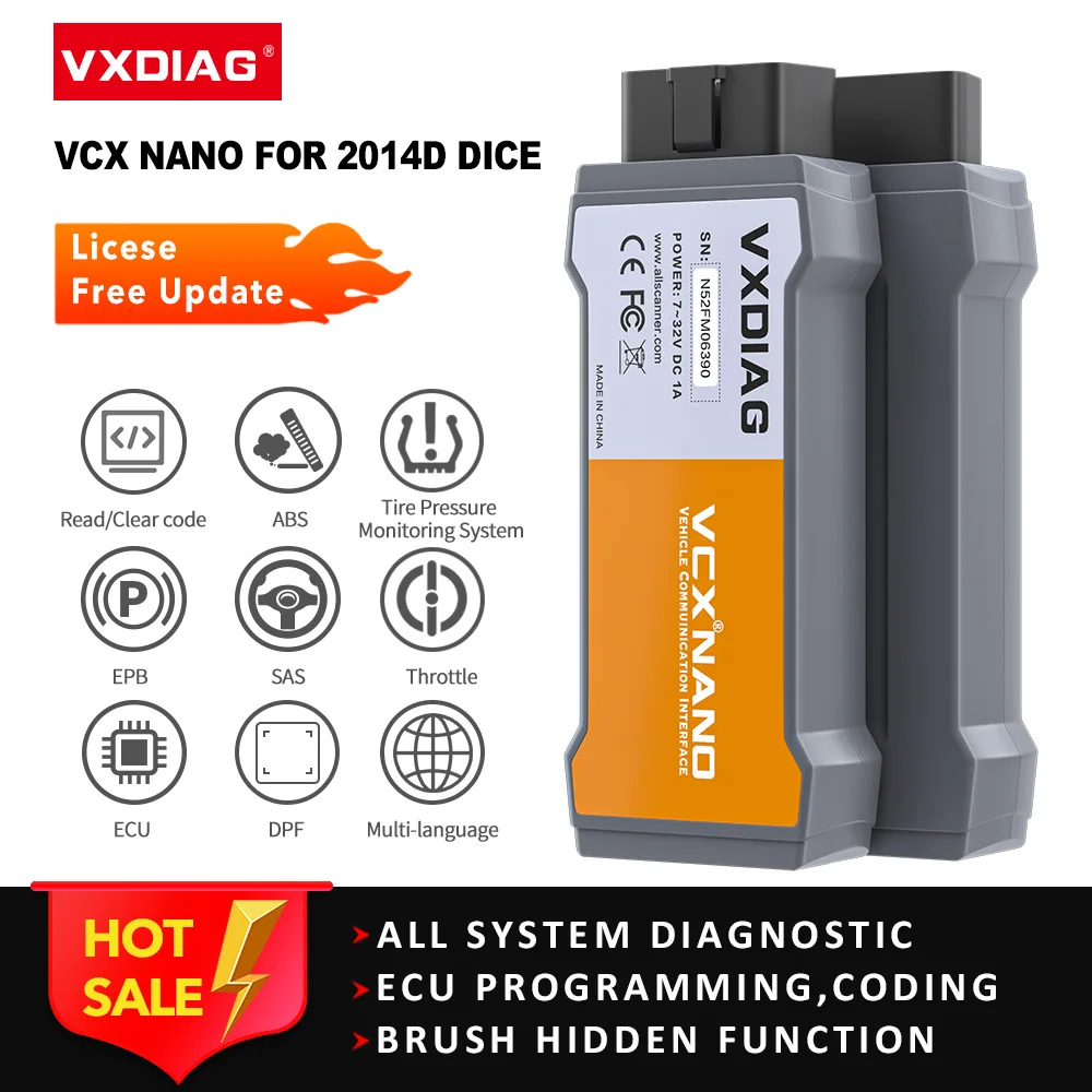 VXDIAG VCX NANO для VOLVO 2014D Dice USB OBD2 автомобильный диагностический инструмент все системы