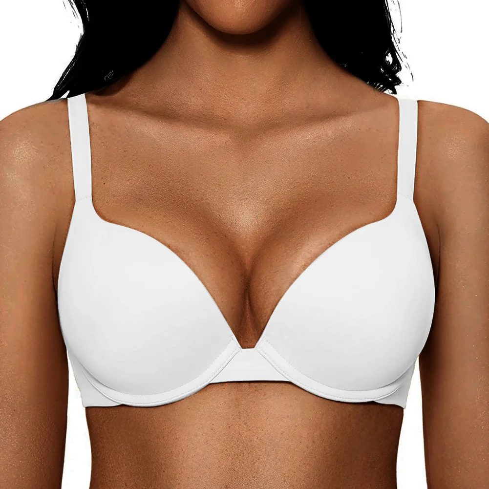 Women’s Push Up T-Shirt Bra Comfort Padded Underwire Bra Lift Up Add One Cup