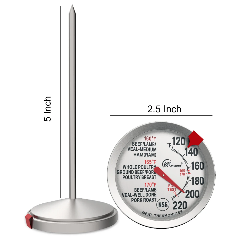 KT THERMO 2 Пакета Мясное Приготовление Термометр 2.5 Дюйма Циферблат Нержавеющая Сталь Водонепроницаемый Печь Безопасный Барбекю Мясных продуктов.