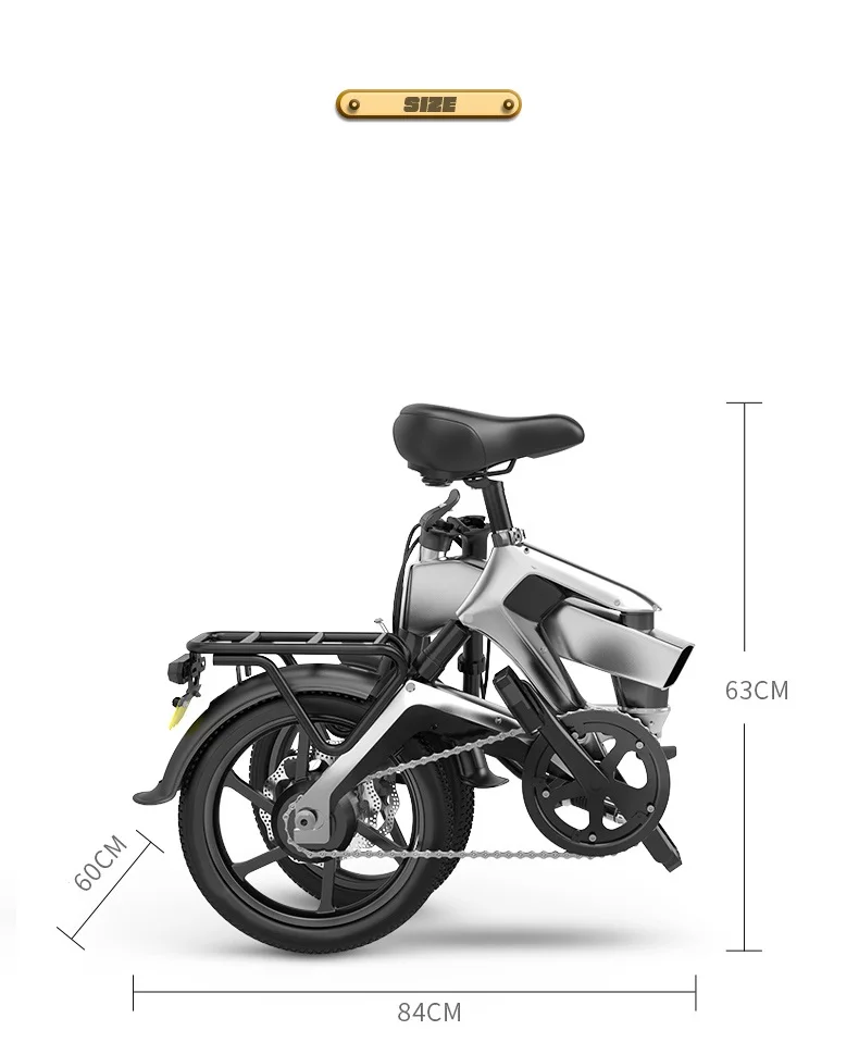 16 Inch Mini Electric Bike Folding Two Wheels Electric Bicycles 400W 48V 150KM Lightweight Portable Adult Electric Bicycle