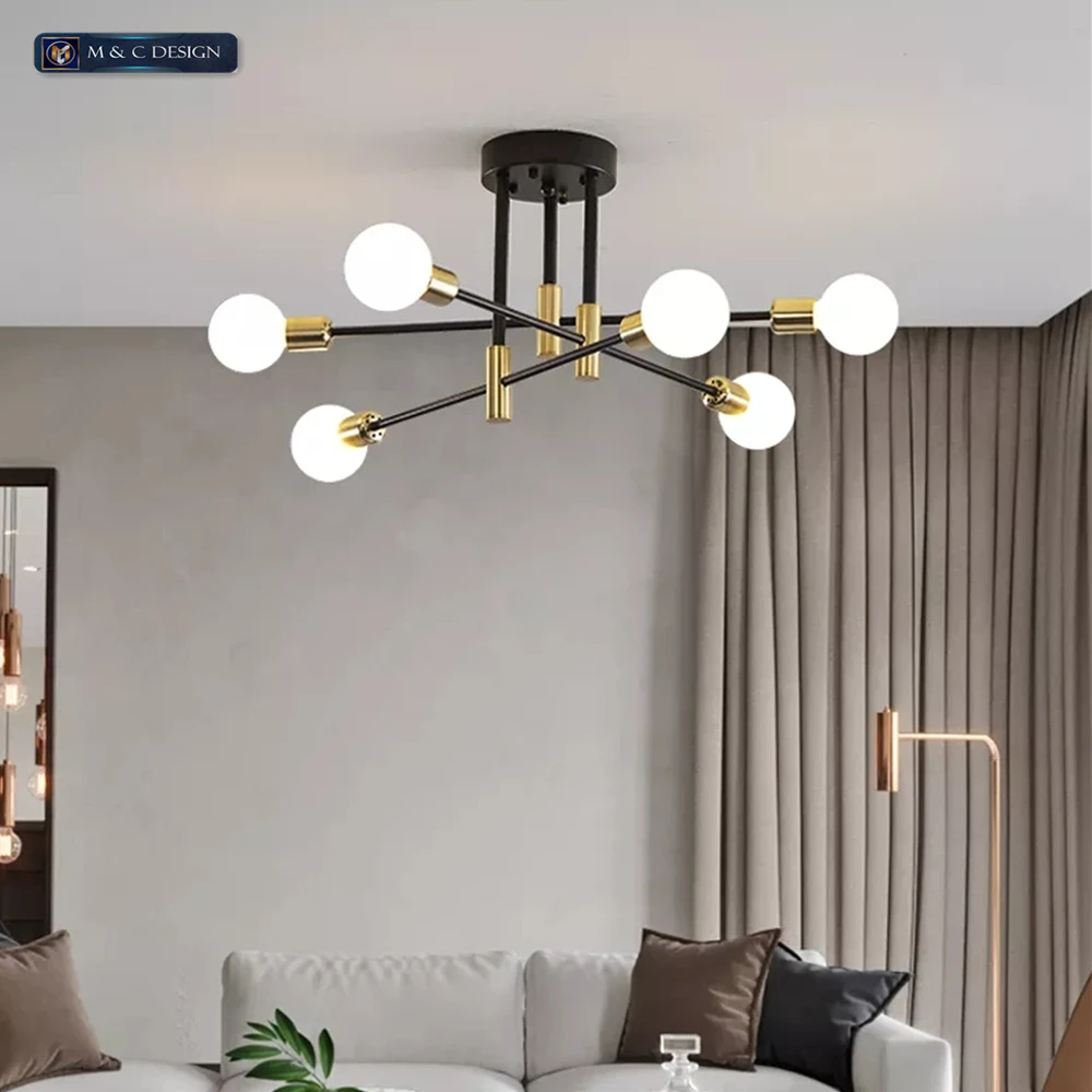 

Современные скандинавские лампы E27, черные лампы для внутреннего освещения, лампы для спальни, гостиной