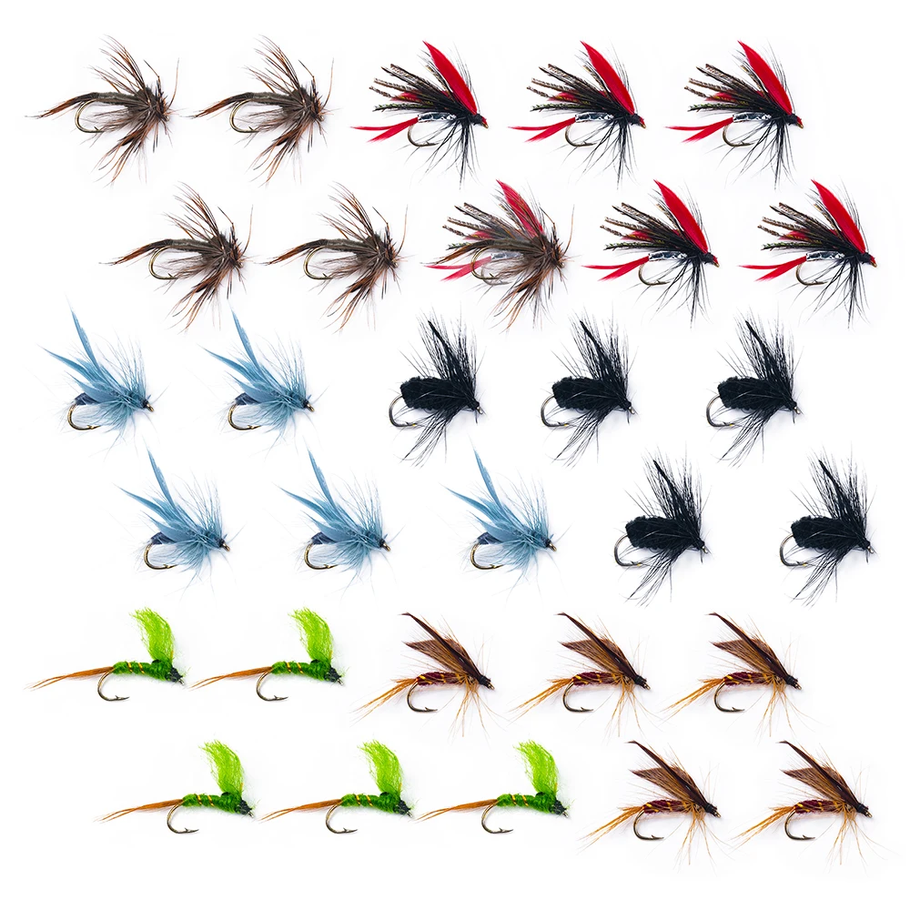 

Goture 30PCS Wet Dry Flies Nymph Ant Tying Hook Trout Fishing Fly Lure 6 style Bait 10# 12#