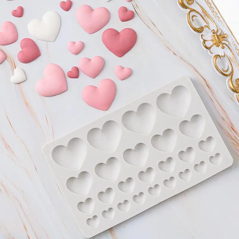 Heart Shape Soft Silicone Fondant Mold Different Sizes DIY Sweet Heart Shape Chocolate Candy Paste Dessert Moulds Kitchen Tools