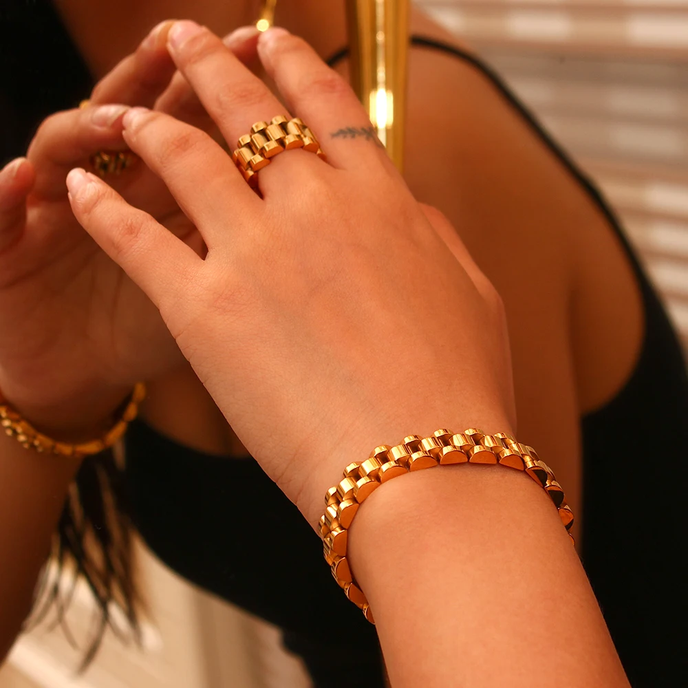 Женское Модное Позолоченное Кольцо Из Нержавеющей Стали В Стиле Хип-хоп Никогда