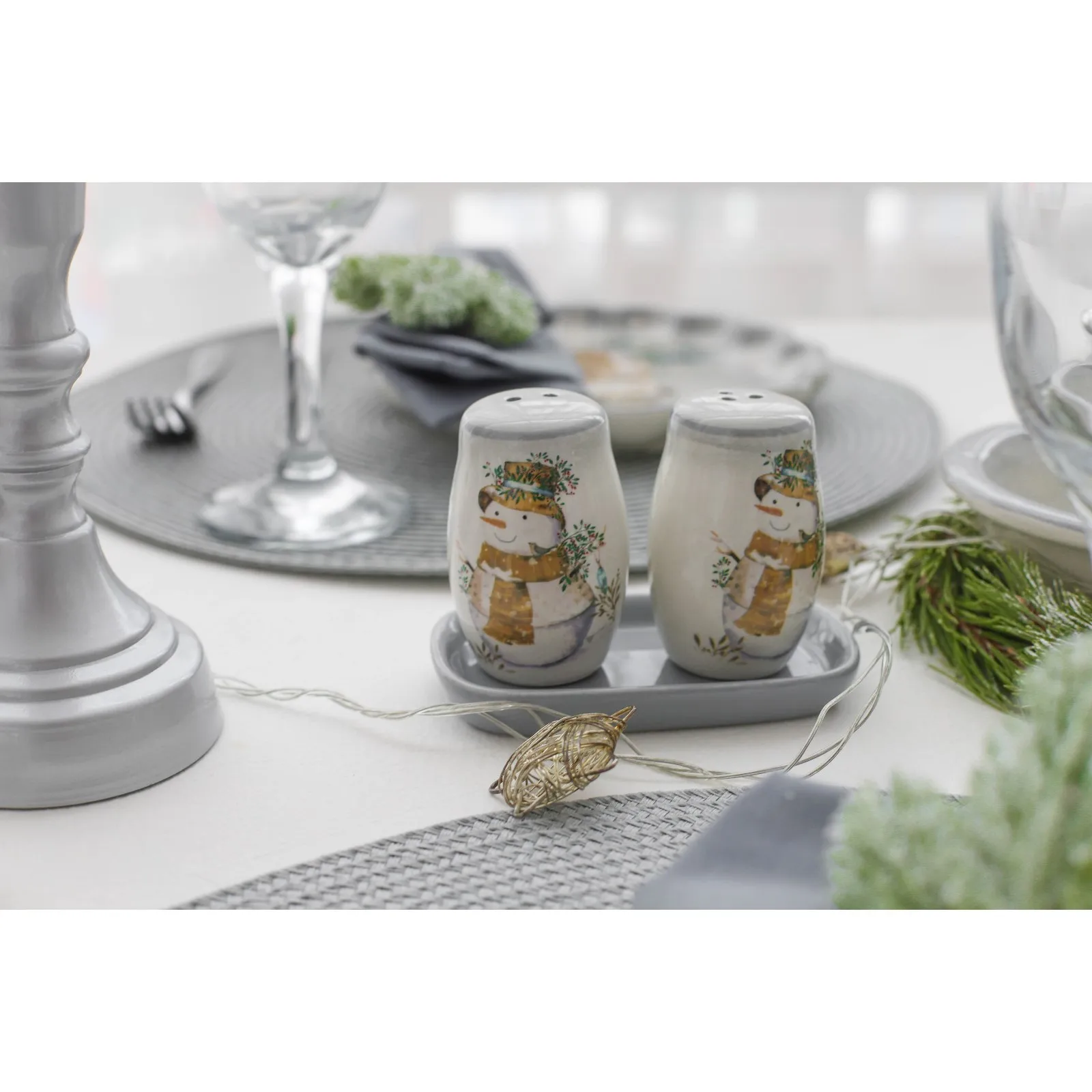 Набор для специй Доляна Рождественский снеговик 3 предмета: солонка 130 мл