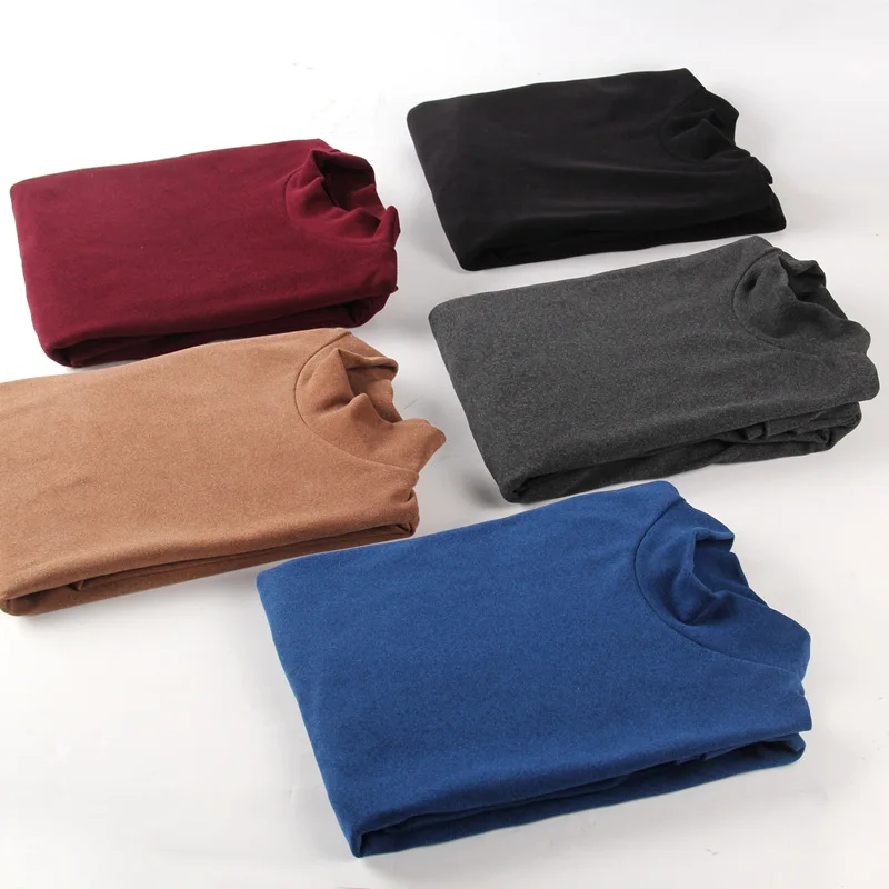 

Winter T Shirt For Men Long Sleeve Tshirts Turtleneck Thermal Underwear High Quality Soft Thin fleece keep warm Shirt Homme 4xl